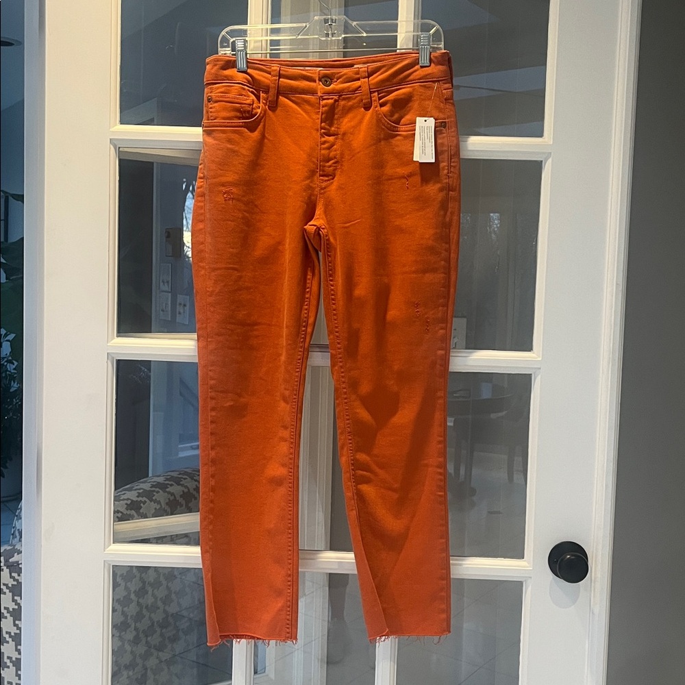 Anthropologie Pilcro High-Rise Bootcut Crop Pants Jeans New Orange Women's Sz 28 - Picture 2 of 4